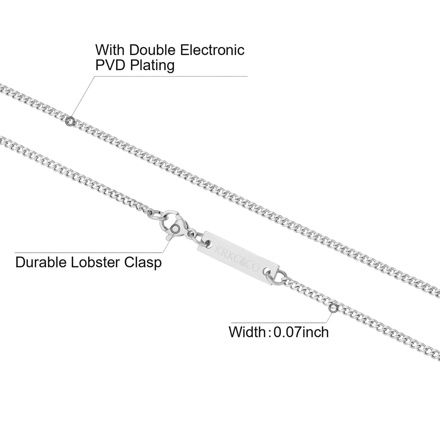 Wholesale Curb Cuban Link Chain 2mm Micro Tiny Cuban White Gold