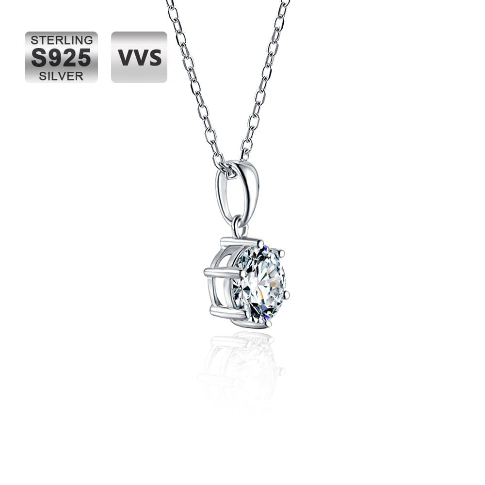 Wholesale Moissanite Brilliant Moissanite Pendant Necklace Custom Chain Round Solitaire Diamond 1 carat D Color Round Cut 925 Sterling Silver GRA Certificated Rhodium Plated for Women O01A