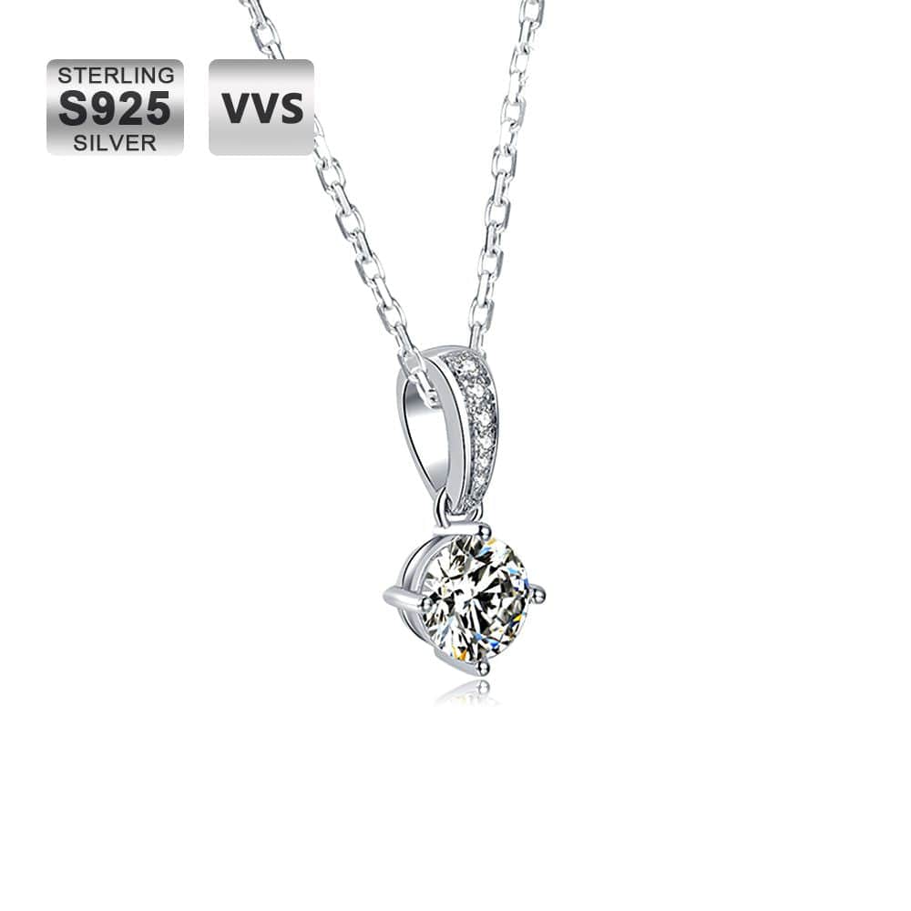 Wholesale Moissanite Pendant Necklace Custom Chain Round Solitaire Diamond 1 carat D Color Round Cut 925 Sterling Silver GRA Certificated Rhodium Plated for Women O02A