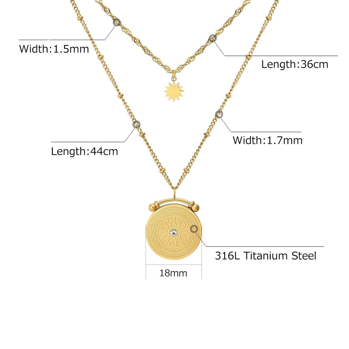 Wholesale Pendant Gold Layered Necklace | Star Pendant Twist Chain, Round Pendant Bead Necklace