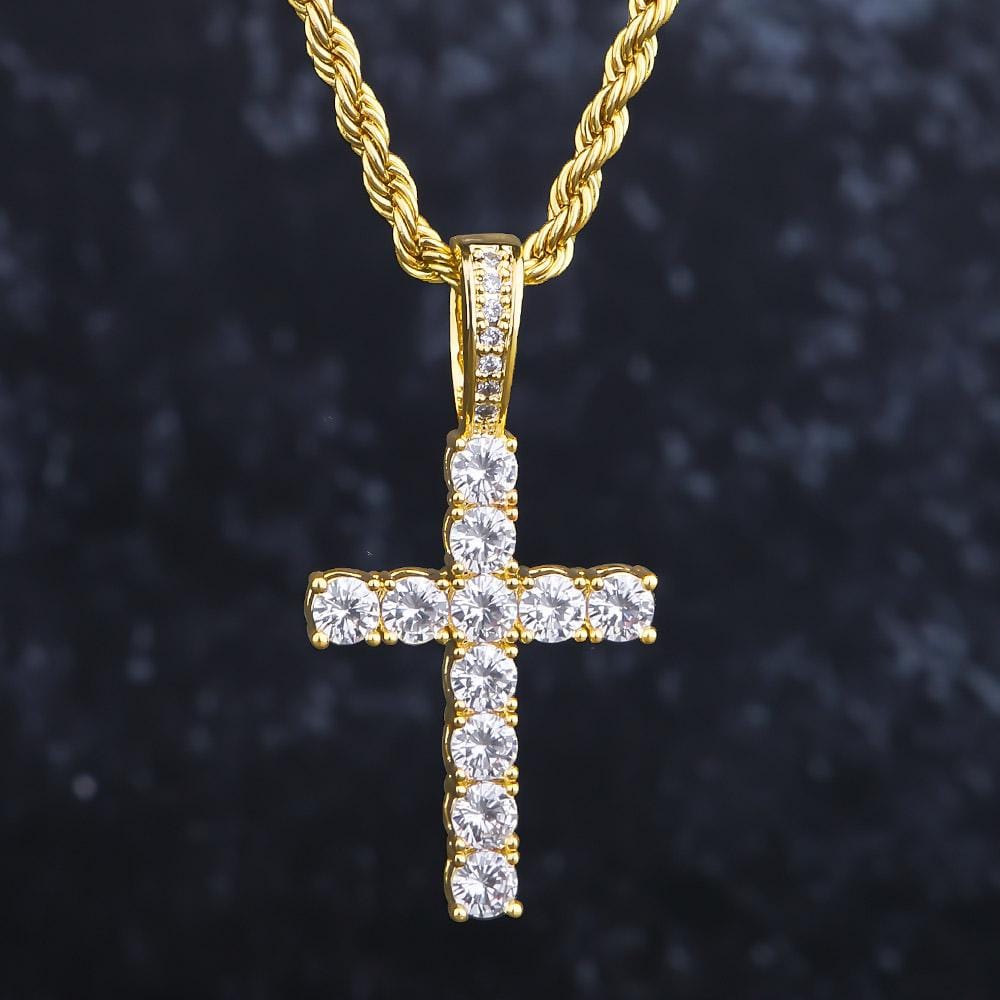 KRKC Iced Cross Necklace Pendant, 14K Gold Hip Hip Jewelry Wholesale