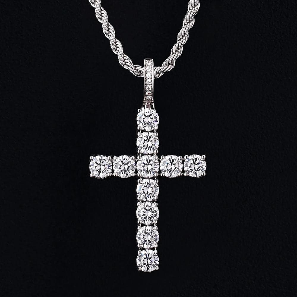 Wholesale Hip Hip Custom Pendants Iced Cross Necklace Pendant Plated White Gold