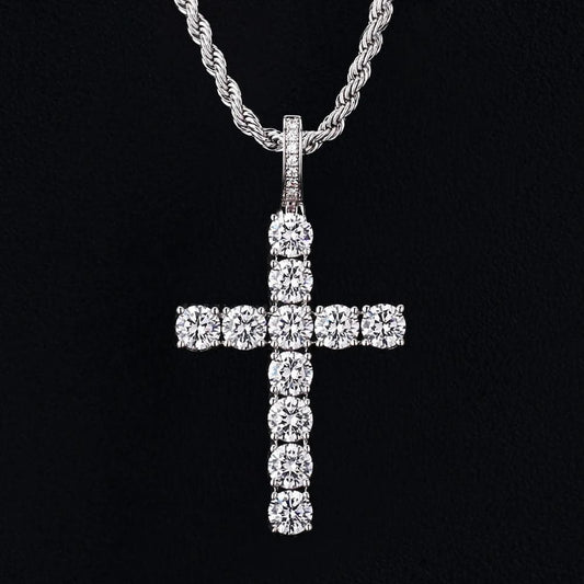 Wholesale Hip Hip Custom Pendants Iced Cross Necklace Pendant Plated White Gold