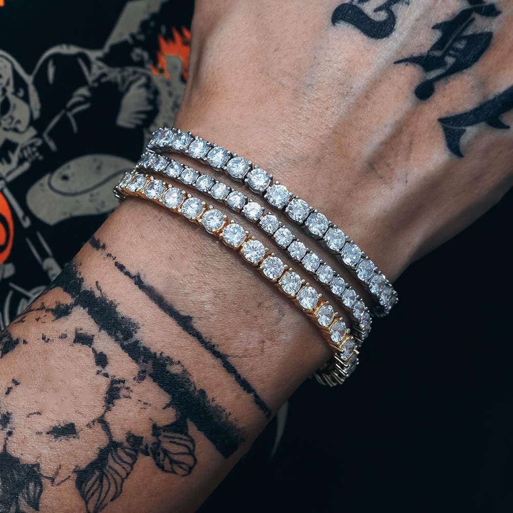 Wholesale Hip Hop Bracelets 4mm Tennis Bracelet Iced Out Diamond Plated White Gold At Jewelry Factory Price