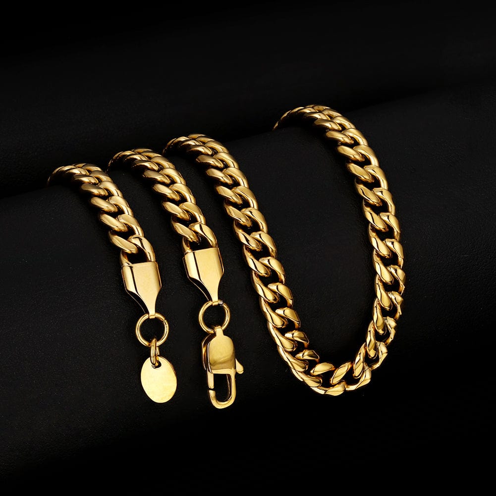 Wholesale  6mm Miami Cuban Link Chain Stainless Steel Plated 18k Gold