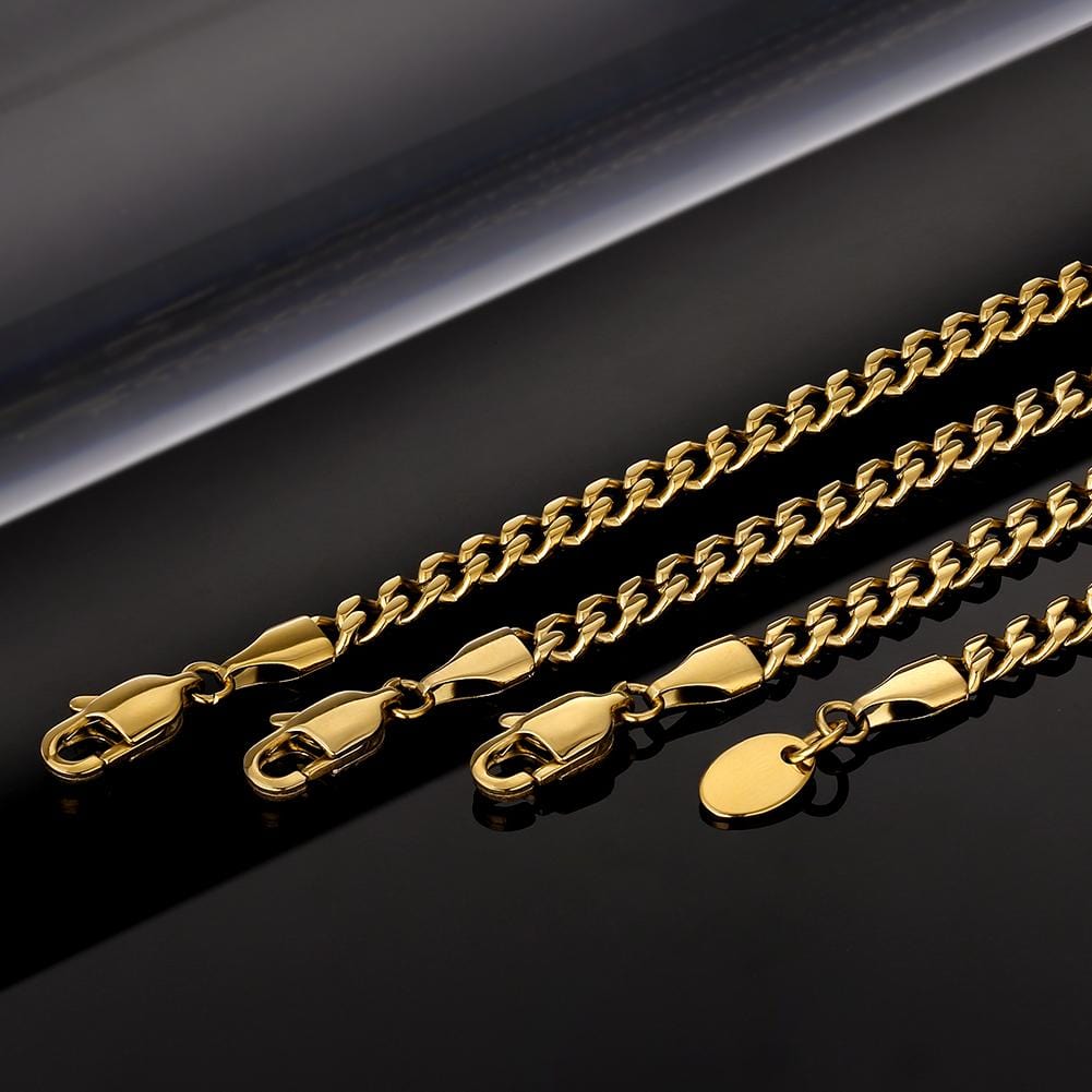 Wholesale Hip Hop Necklaces 4mm Stainless Steel Miami Cuban Link Chain Plated 18k Gold For Drop Shipping