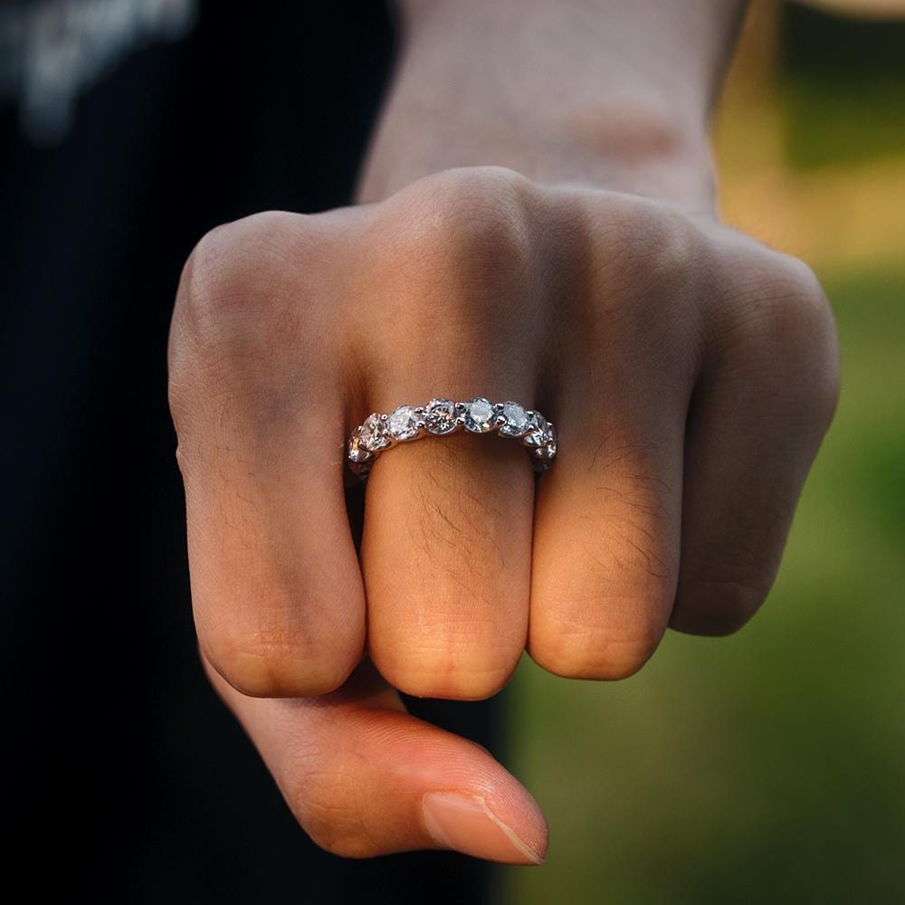 Hip Hop Rings Wholesale Tennis Ring Iced Out Single-Row CZ White Gold