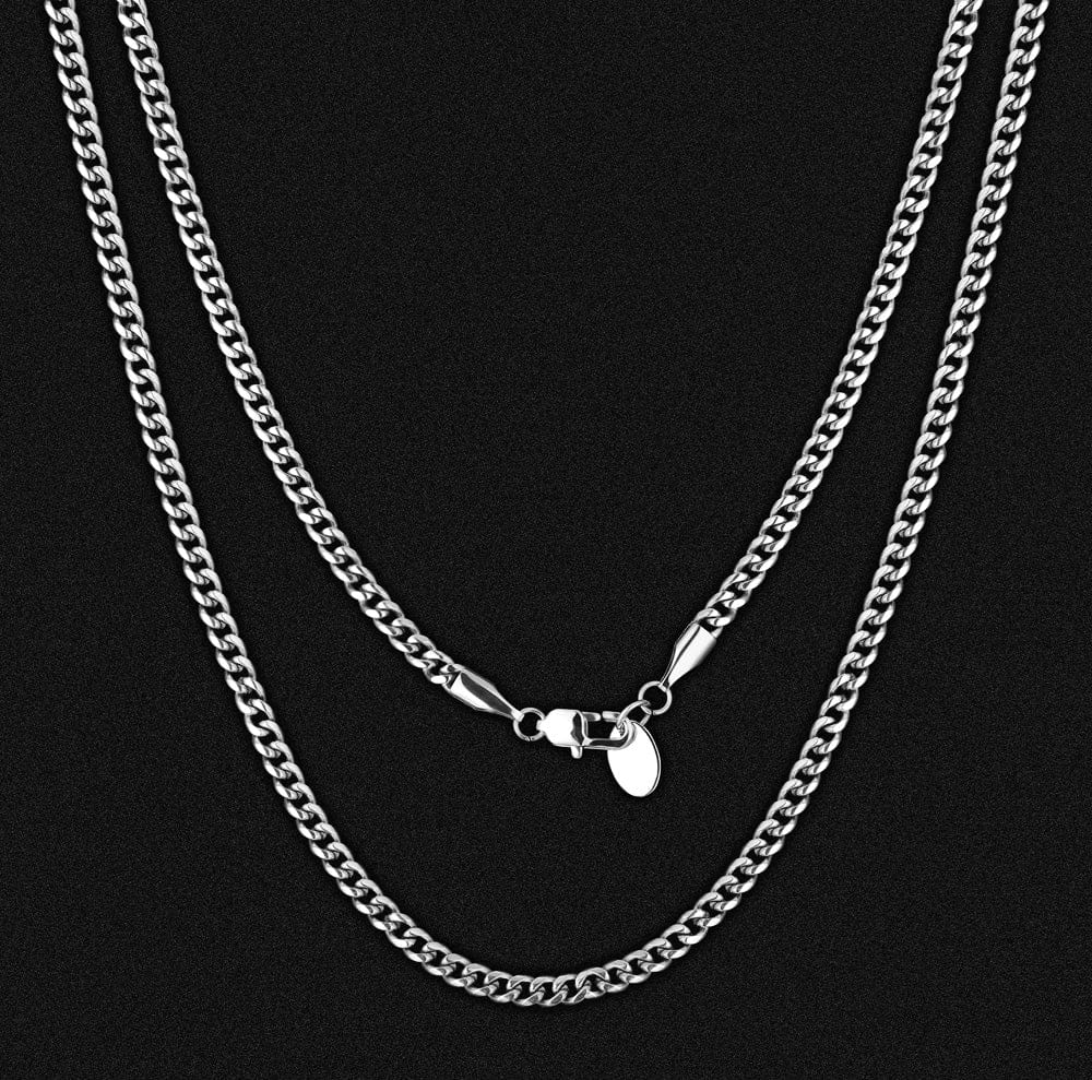 Wholesale 3mm Micro Cuban Link Chain in White Gold for Men's Necklace