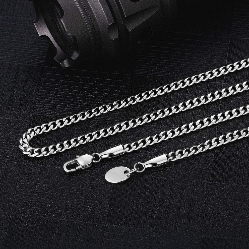 Wholesale 3mm Micro Cuban Link Chain in White Gold for Men's Necklace