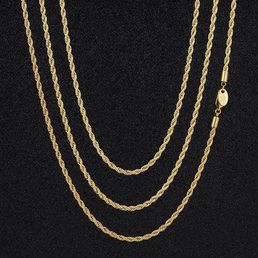 Hip Hop Necklaces Wholesale Fancy 3mm Cable Chain Figaro Chain In Stainless Steel Filled Solid Gold