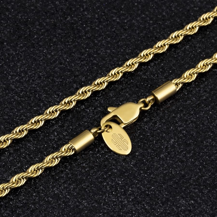 Hip Hop Necklaces Wholesale Fancy 3mm Cable Chain Figaro Chain In Stainless Steel Filled Solid Gold