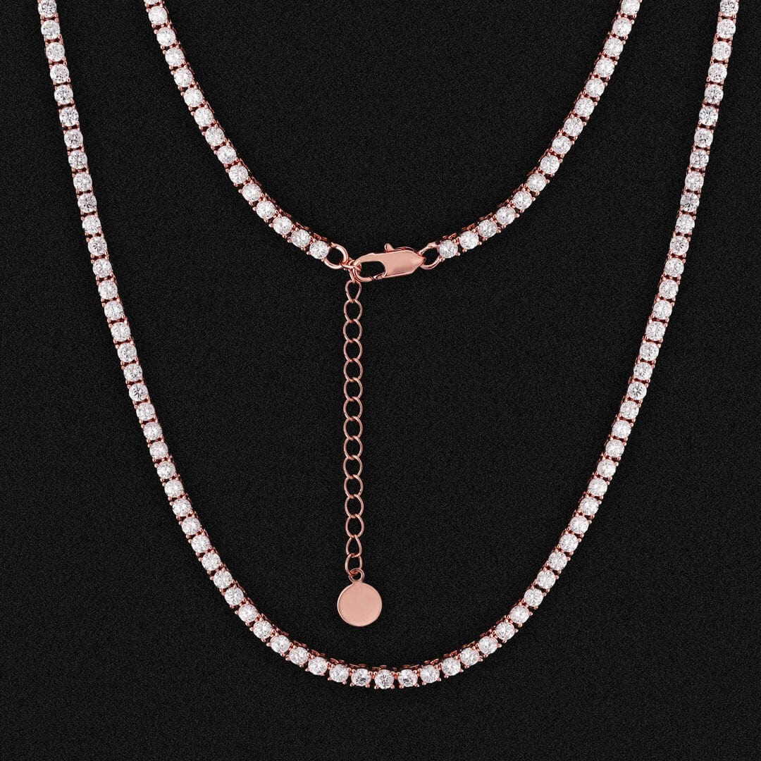 Wholesale Tennis Necklace 3mm White Gold/Rose Gold Adjustable Women Tennis Chain Necklace