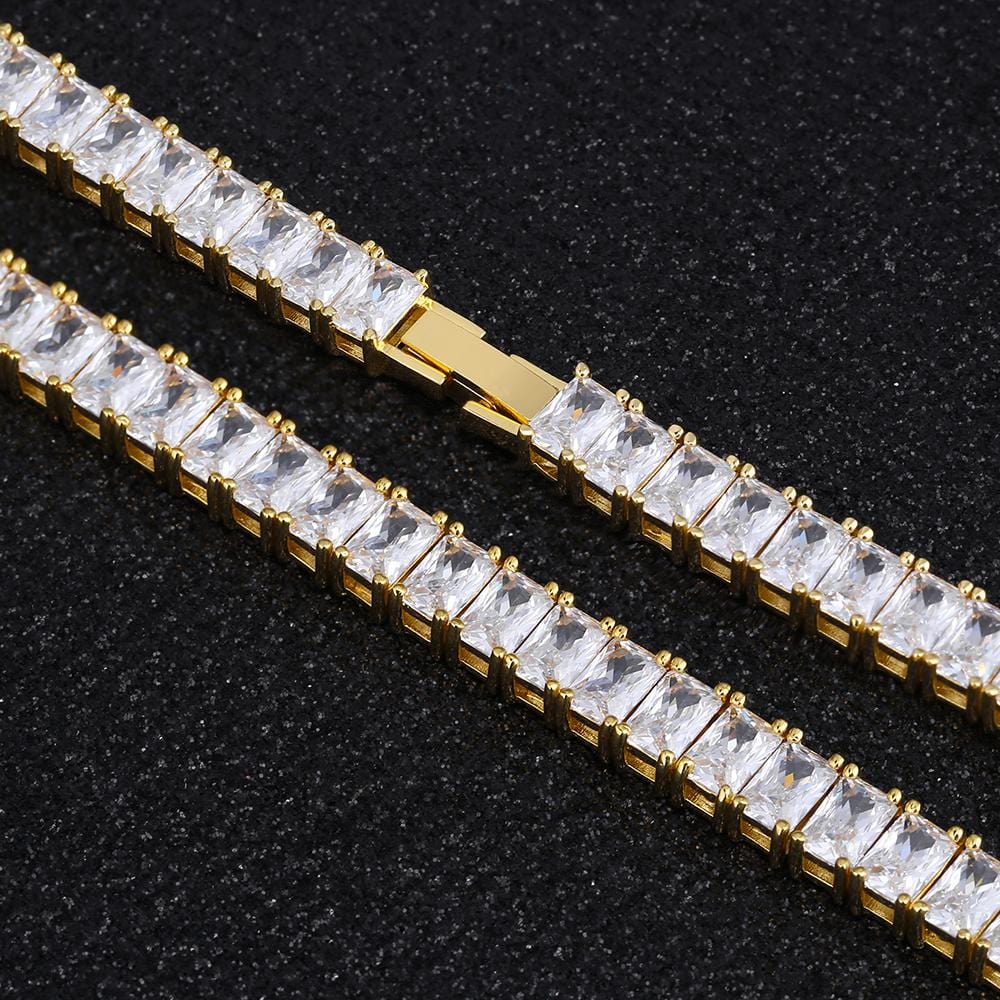 Wholesale  4*6mm Tennis Chain Baguette Diamond Plated 14k Gold