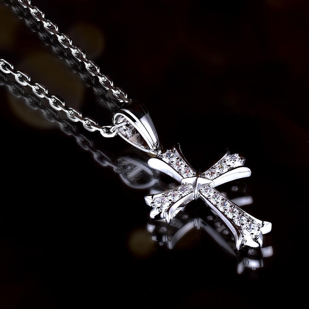 Wholesale Hip Hip Custom Pendants Iced Iris Cross Necklace Pendant White Gold