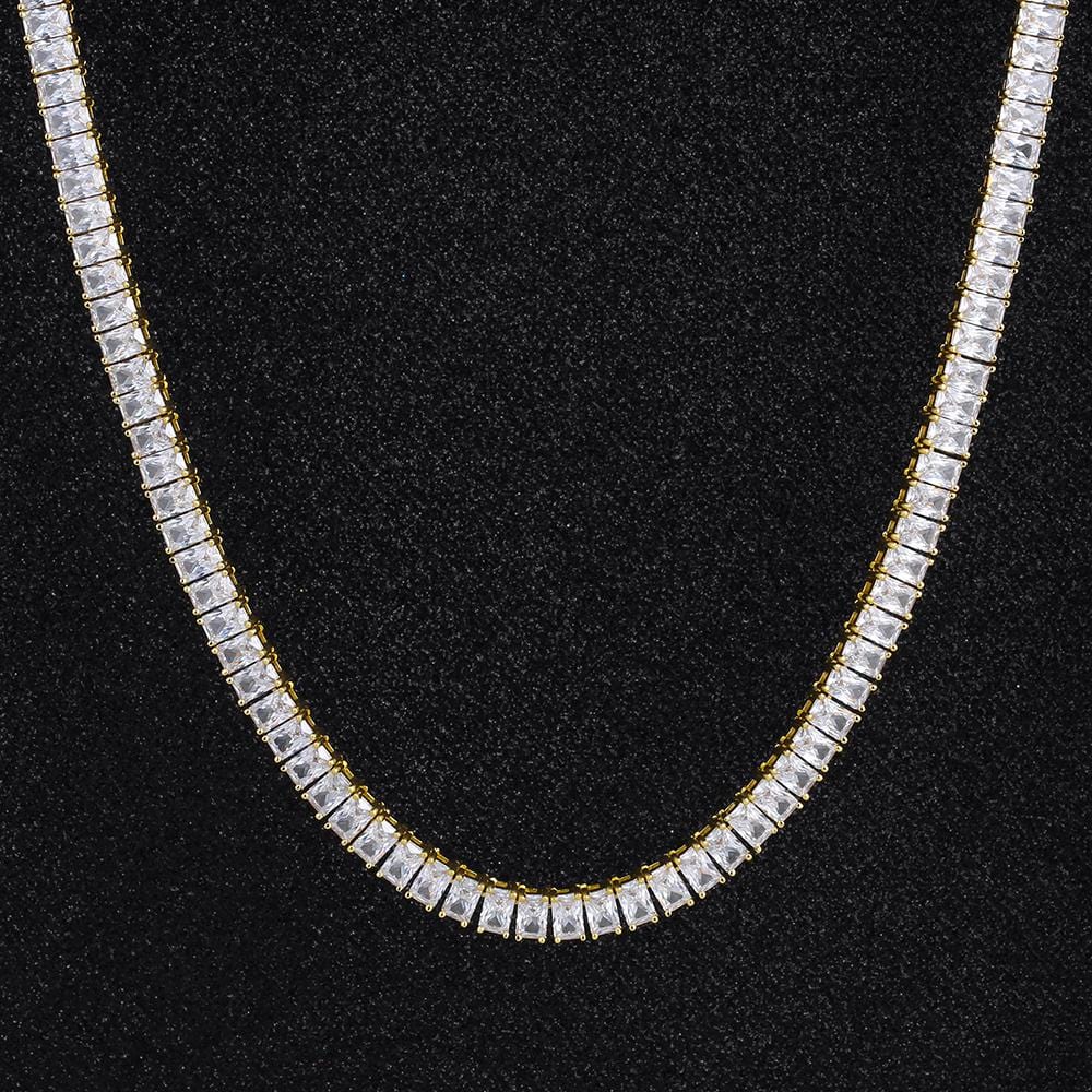 Wholesale  4*6mm Tennis Chain Baguette Diamond Plated 14k Gold