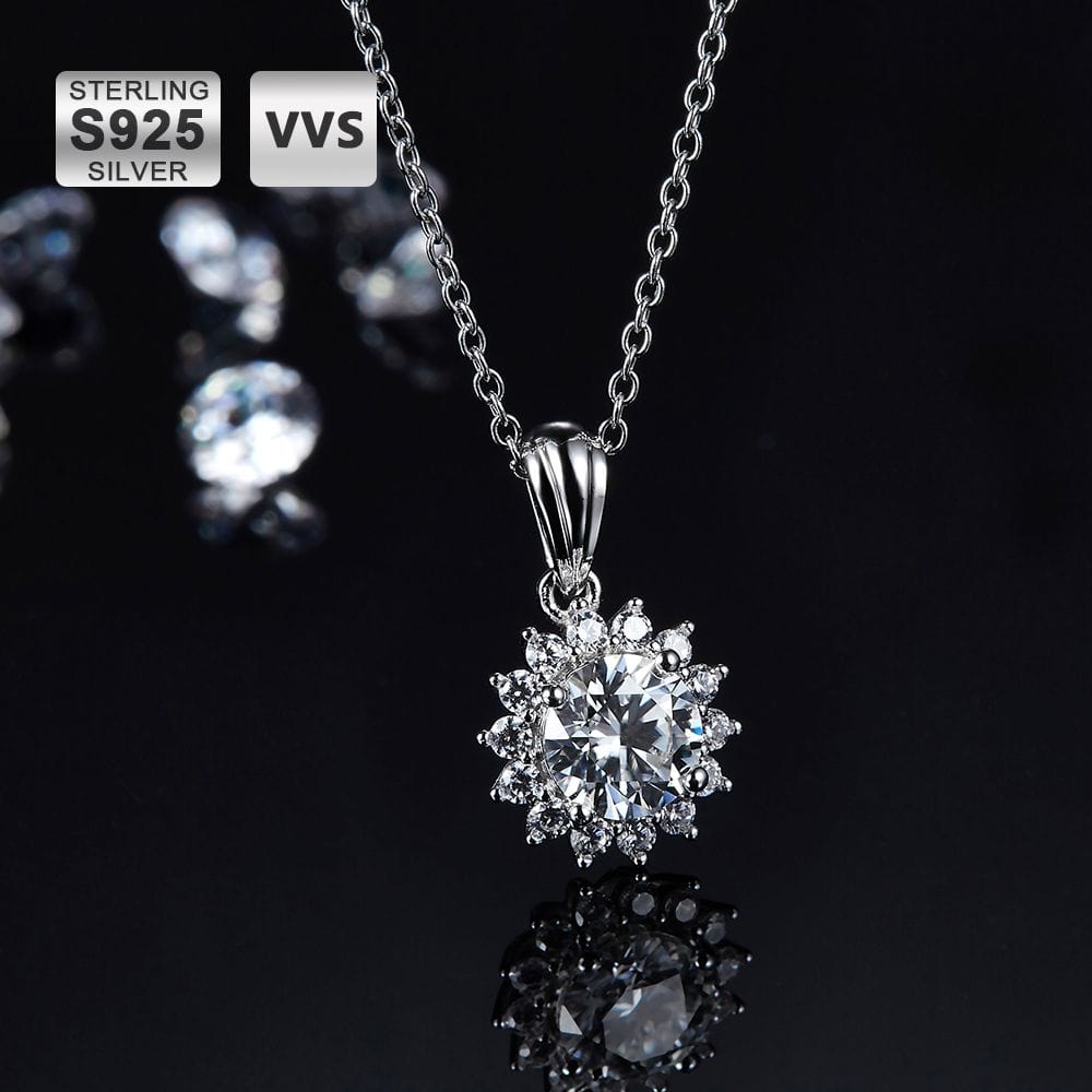 Wholesale Moissanite Pendant Necklace Custom Chain 1 carat D Color Round Cut 925 Sterling Silver GRA Certificated Rhodium Plated for Women T45A