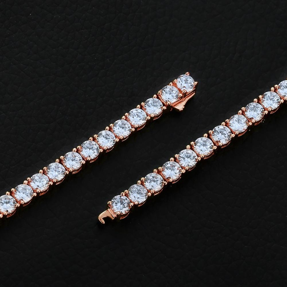 Wholesale 4mm Rose Gold Tennis Bracelet Iced CZ Diamond At Factory Price