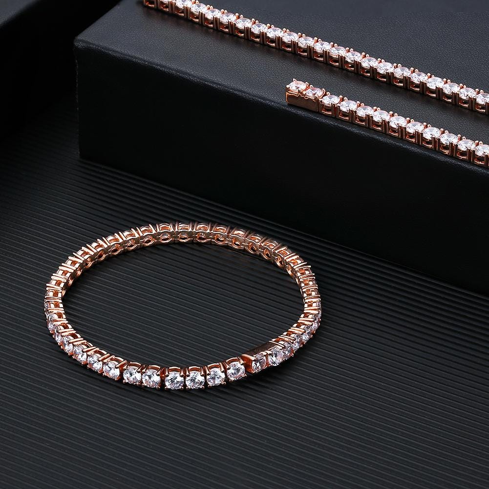 Wholesale 4mm Rose Gold Tennis Bracelet Iced CZ Diamond At Factory Price