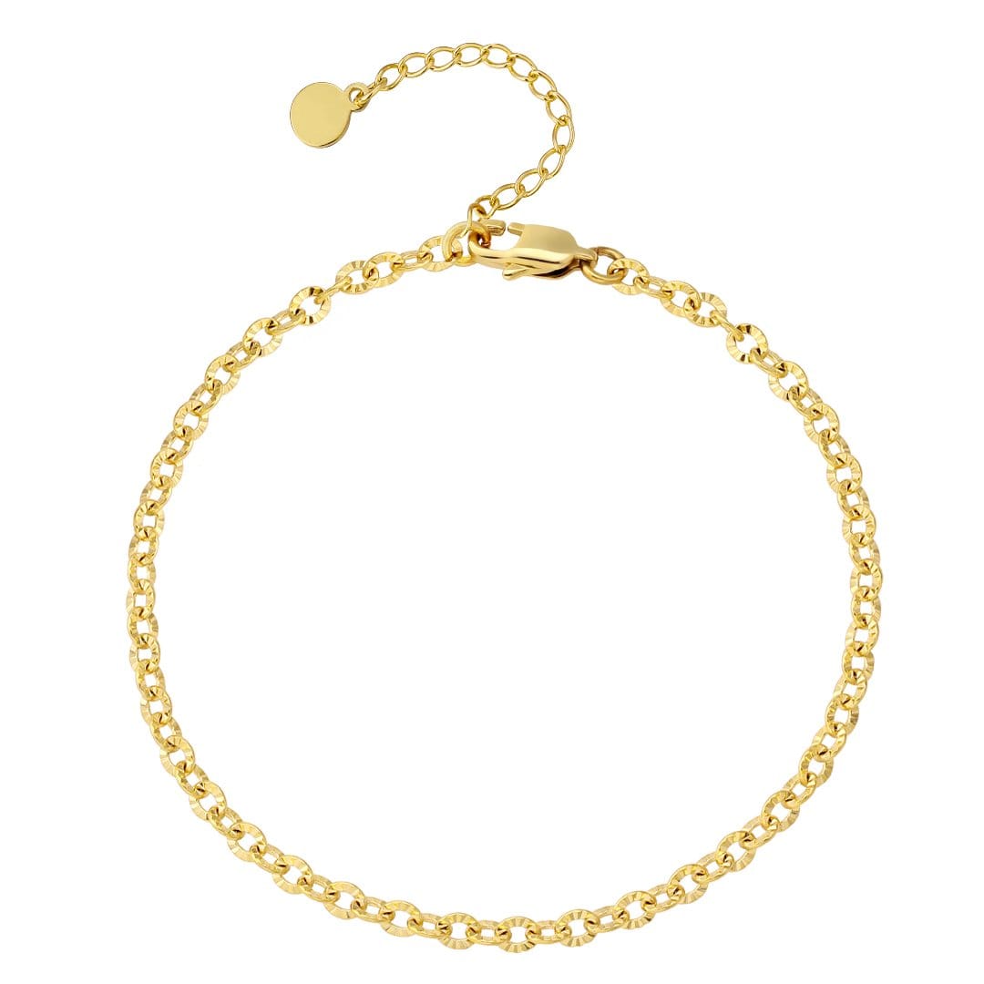 4mm Wholesale Flat Chain Anklet With 14k Gold Plated For Women