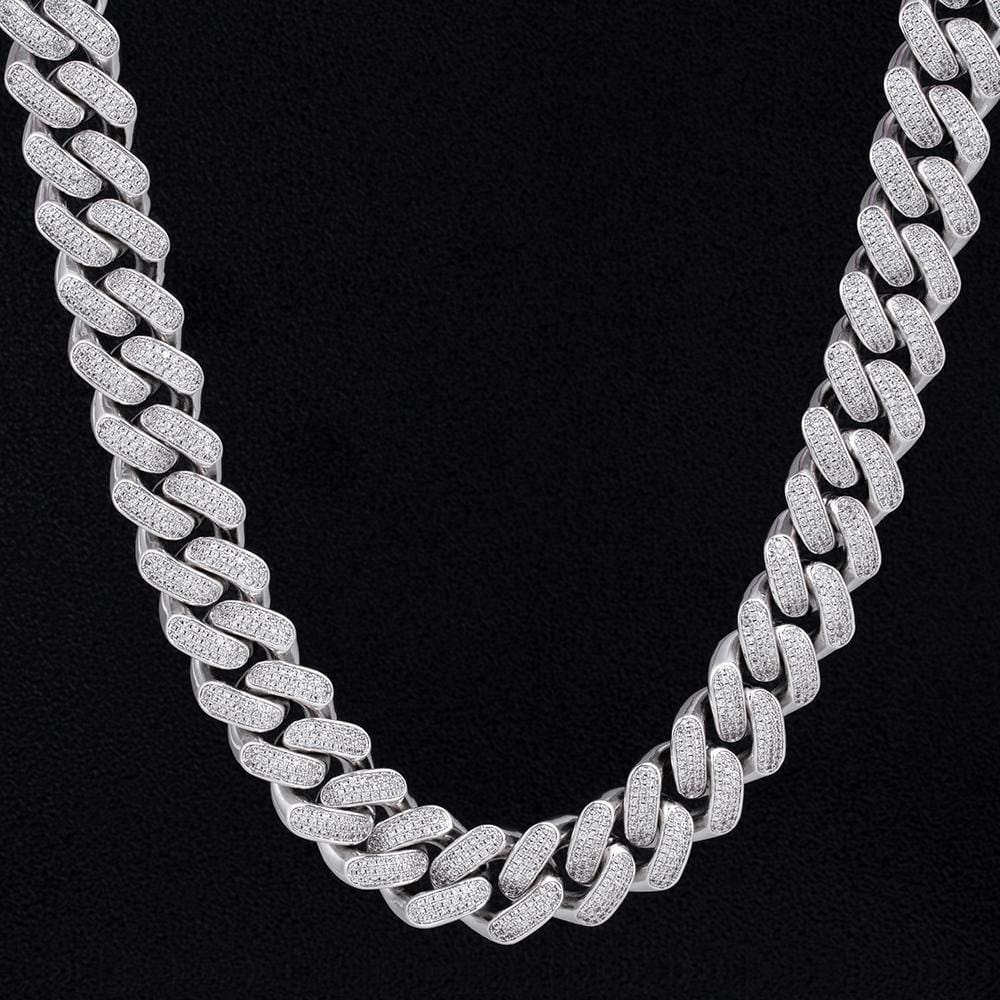 Wholesale Hip Hop Necklaces 18mm Cuban Link Chain Iced Multi Layer 5A CZ Diamond in White Gold