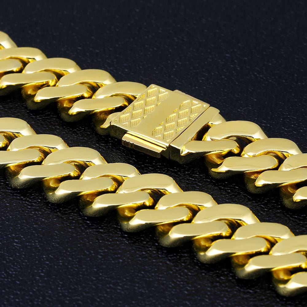 Wholesale KRKC 12mm Iced Out Miami Cuban Link Chain In 14K Gold With CZ Stone Zircon Buckle For Men