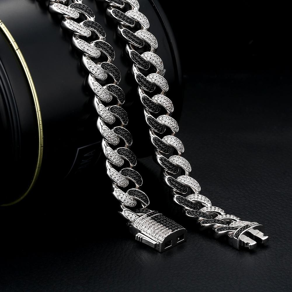 Wholesale KRKC 12mm Iced Out Two Tone Mens Cuban Link Bracelet