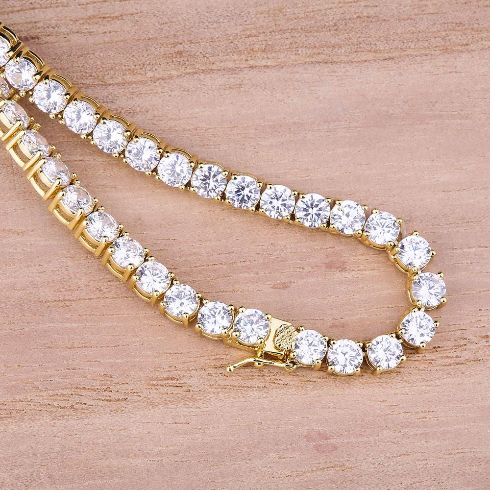 Wholesale Tennis Chain 4mm Single Row Tennis Choker Chain With 14K Gold Plated