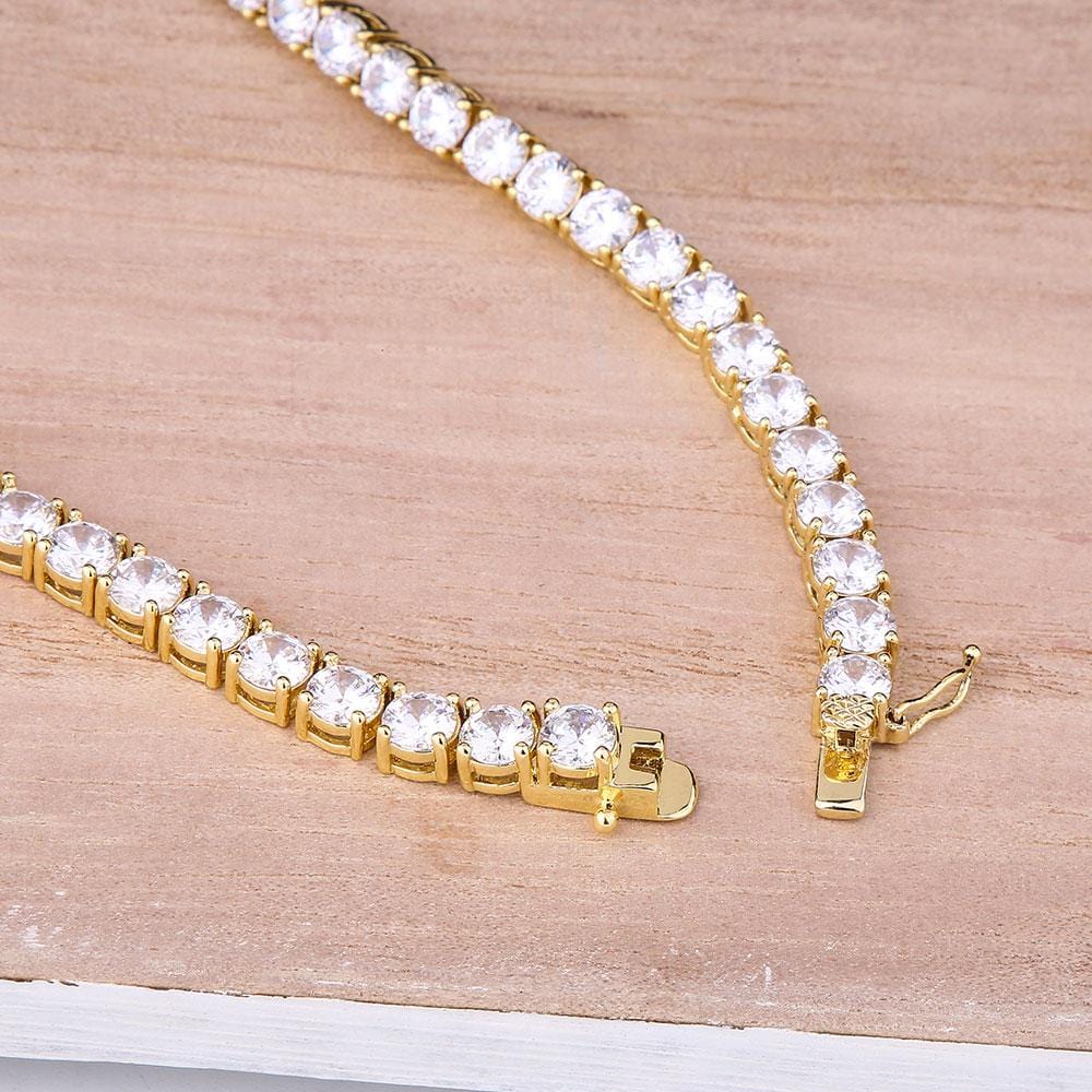 Wholesale Tennis Chain 4mm Single Row Tennis Choker Chain With 14K Gold Plated