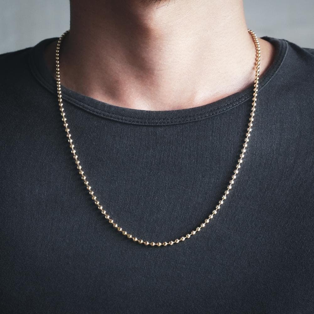 Hip Hop Necklaces Wholesale 3mm Dog Tag Ball Chain Plated 14K Gold For Amazon Wish Distributors