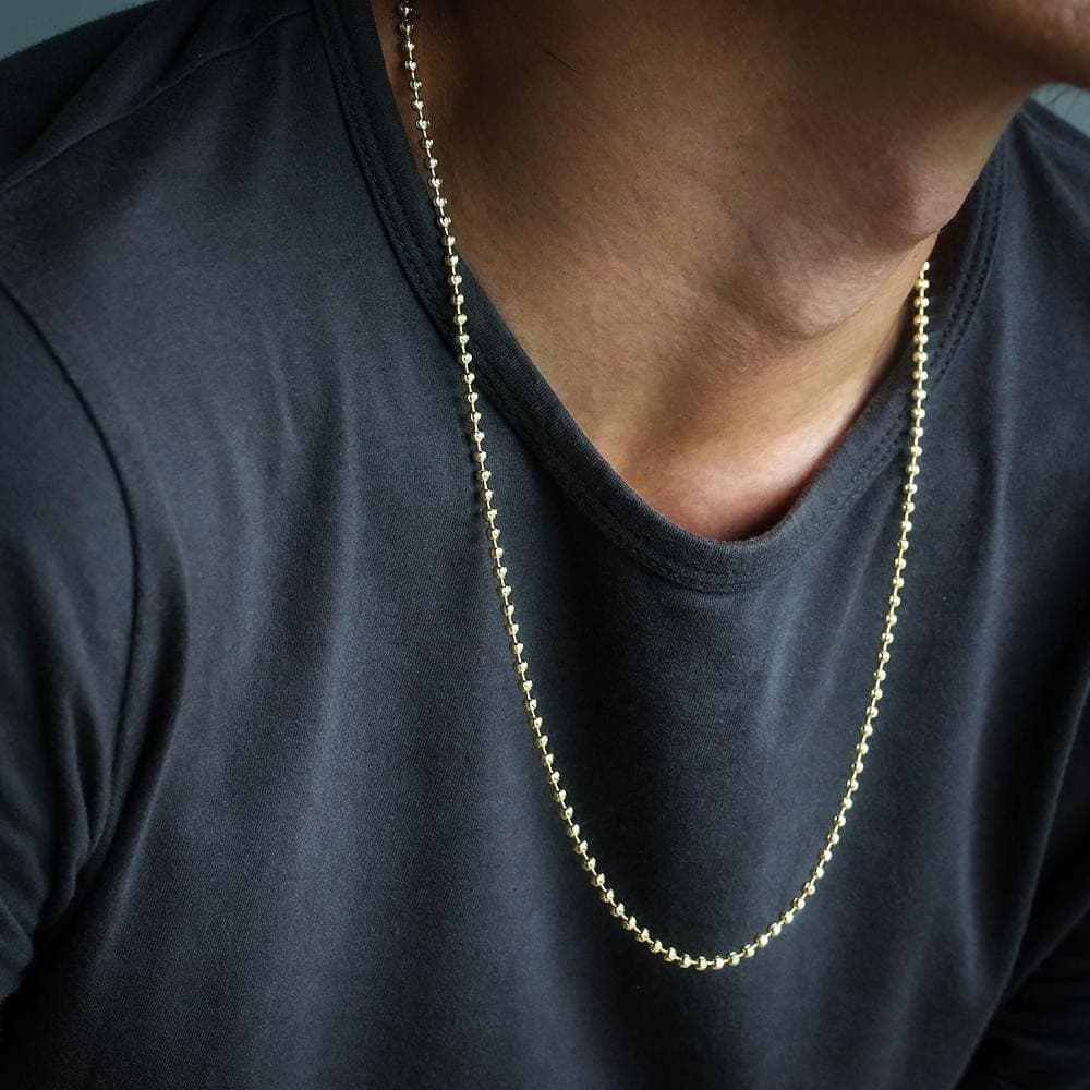 Hip Hop Necklaces Wholesale 3mm Dog Tag Ball Chain Plated 14K Gold For Amazon Wish Distributors