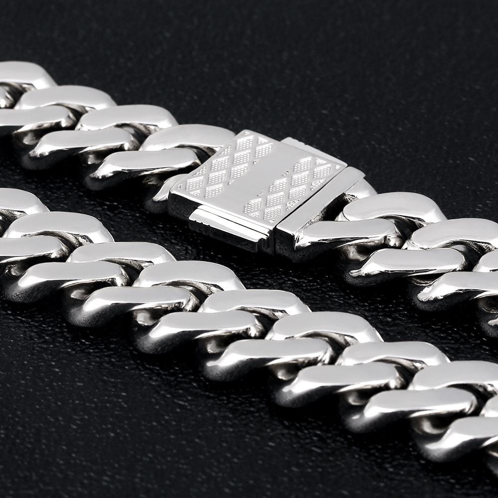 Wholesale KRKC 12mm Iced Out Mens Cuban Link Chain in White Gold