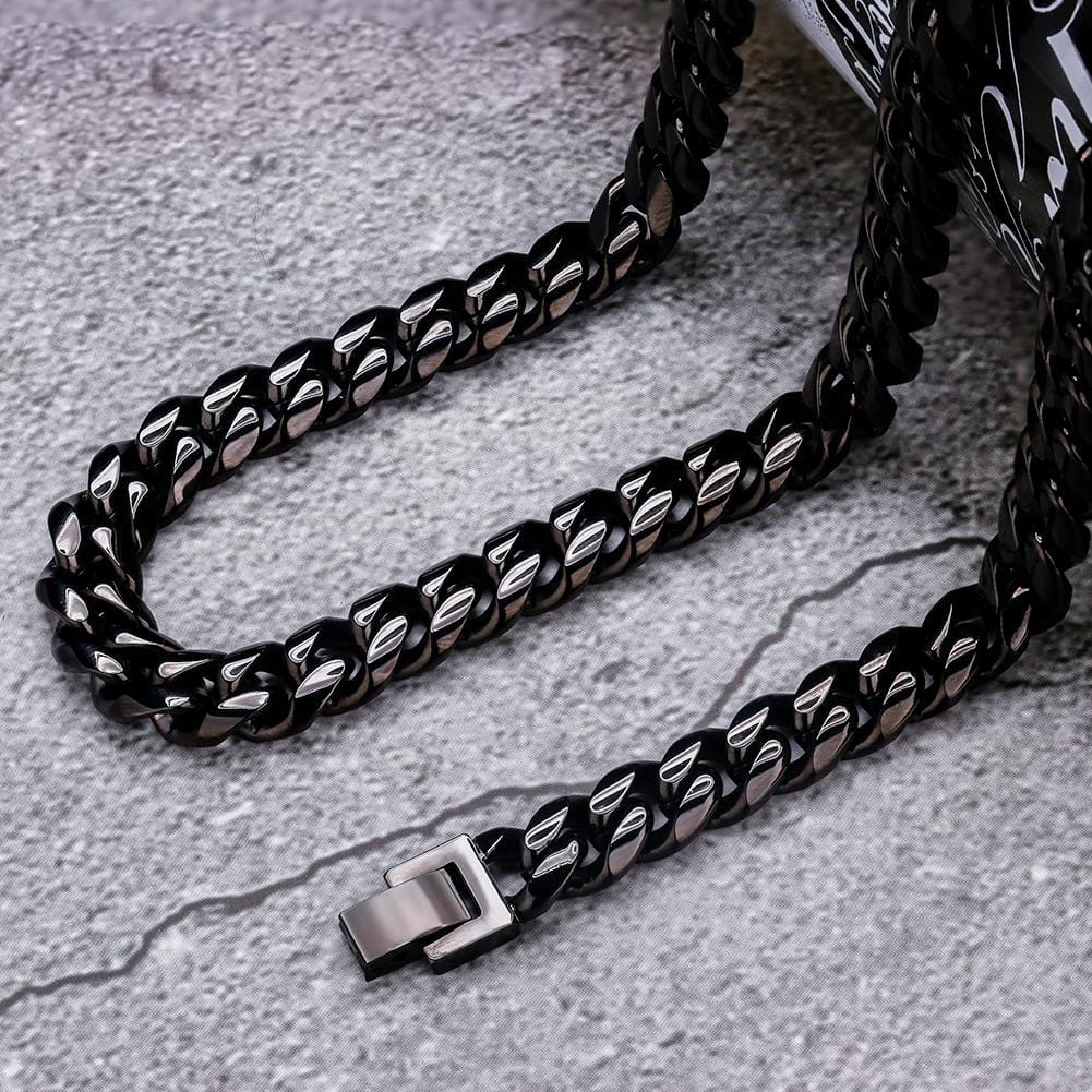 Wholesale Hip Hop Necklace 10mm Miami Cuban Link Chain With Black Gold Plated