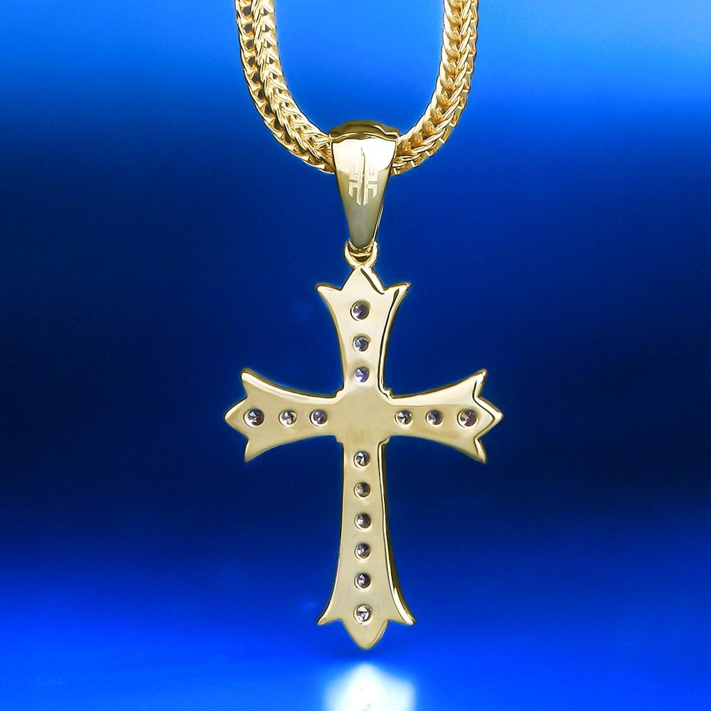 Wholesale Hip Hip Custom Pendants Iced Iris Cross Necklace Pendant Plated 14k Gold