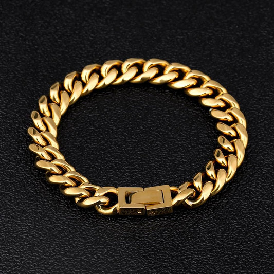 Wholesale KRKC 10mm Men Miami Cuban Link Bracelet in 18K Gold