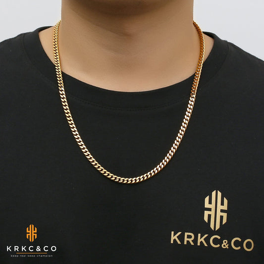 Wholesale Men's Necklace Curb Cuban Link Chain 5mm Micro Tiny Cuban 18k Gold