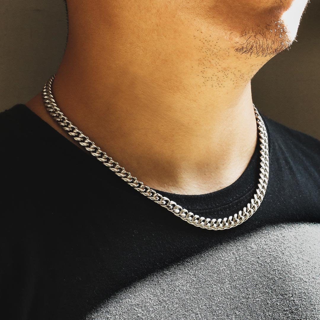 Hip Hop Necklaces Wholsale 8mm Titanium Stainless Steel Miami Curb Chain Necklace Plated Silver Gold