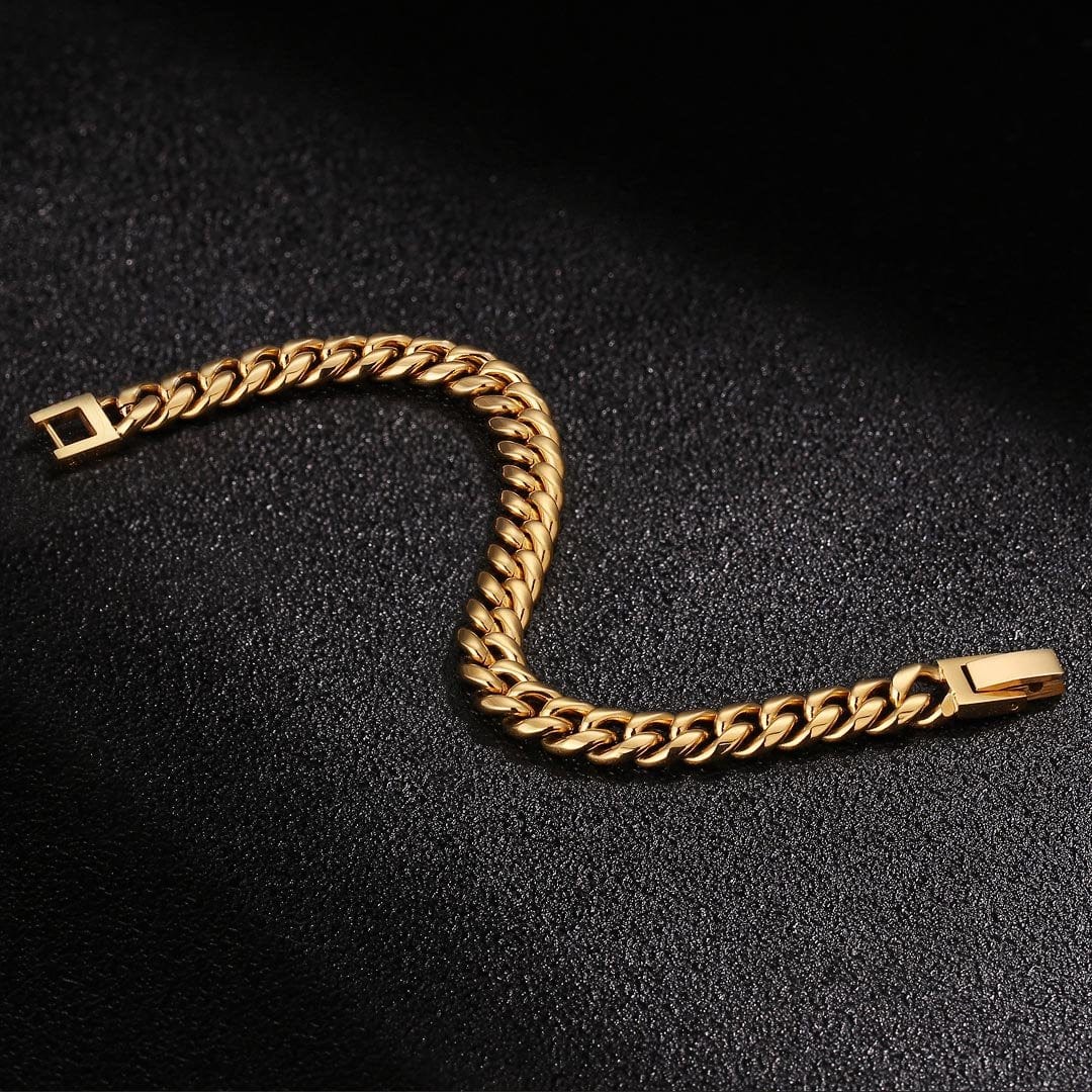 Wholesale 8mm Mens Miami Cuban Link Bracelet in 18K Gold