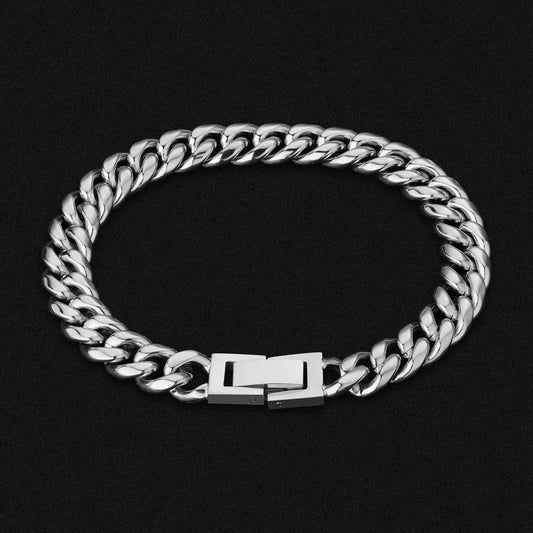 Wholesale 8mm Mens Miami Cuban Link Bracelet in White Gold