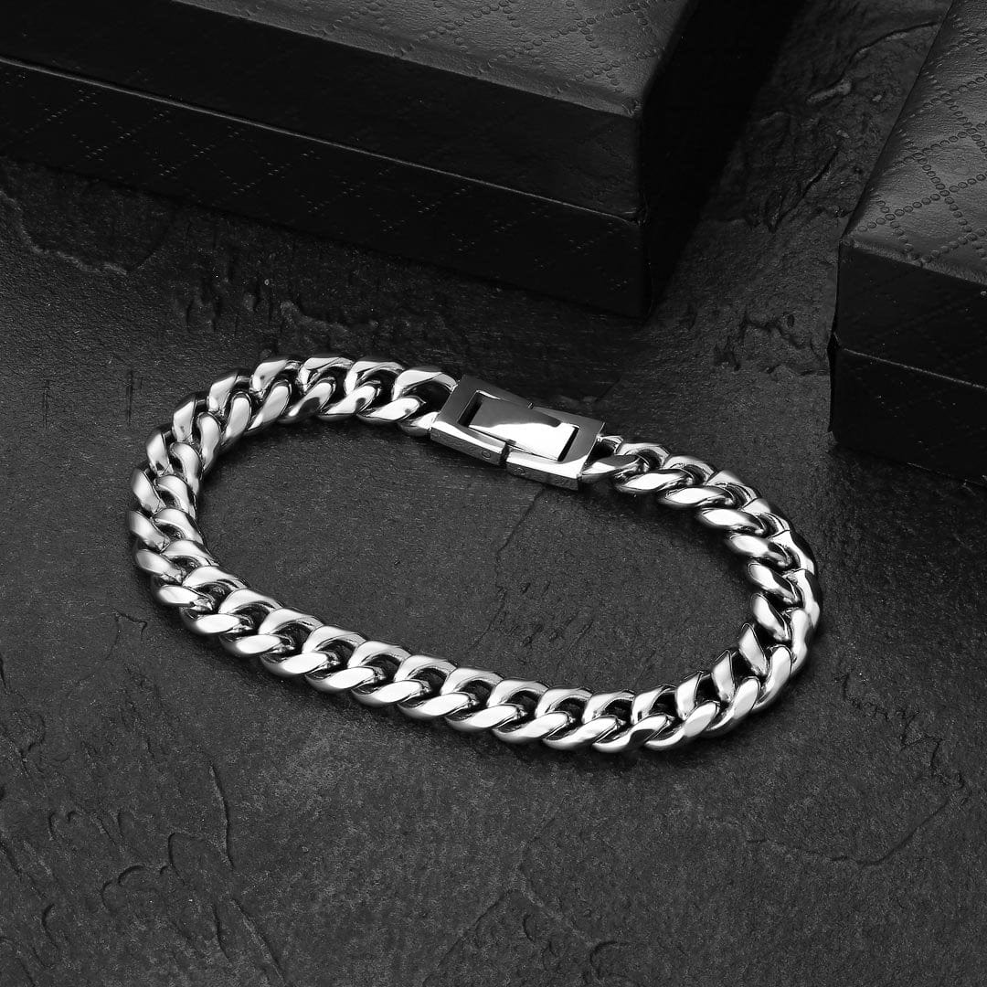 Wholesale 8mm Mens Miami Cuban Link Bracelet in White Gold