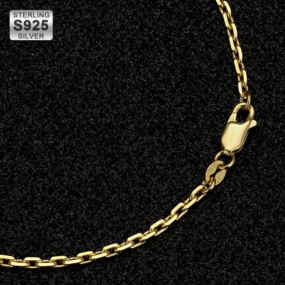 Hip Hop Necklaces Wholesale 2.5mm CNC Cable Chain In S925 Sterling Silver Plated 14K Gold For Amazon Distributors