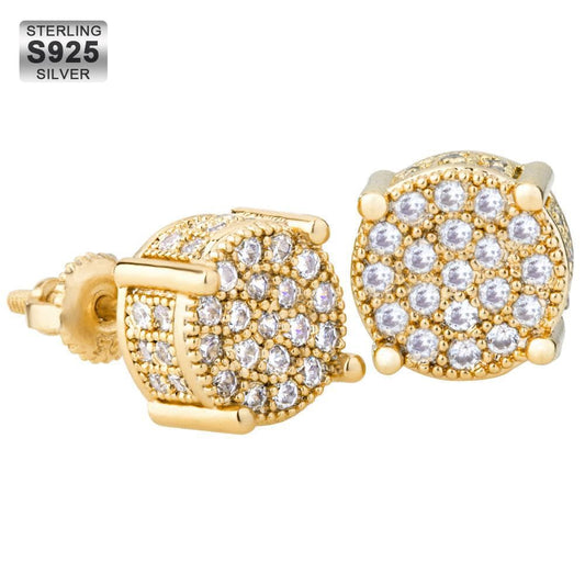 Wholesale 925 Sterling Silver  Stud Earrings  With Round Diamond CZ Plated White Gold 14K Gold