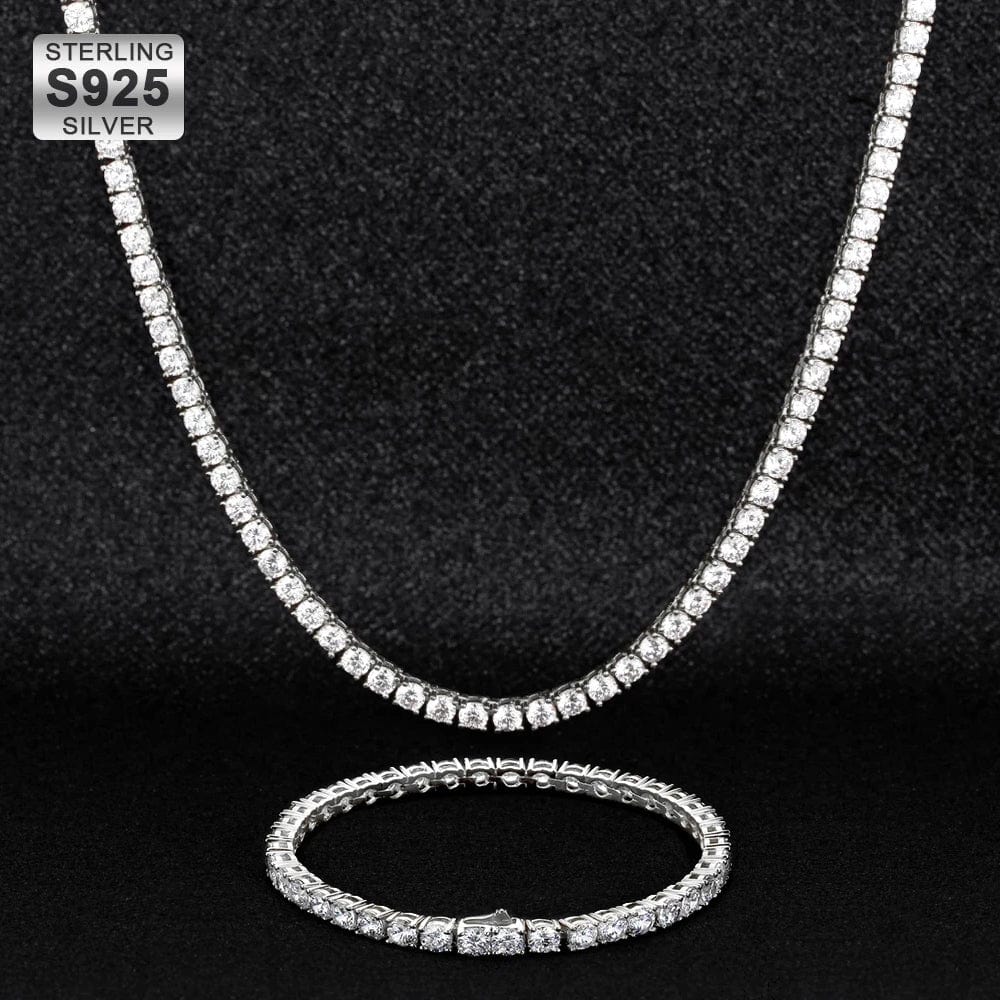 Wholesale 5mm Tennis Chain With Diamond CZ Plated White Gold