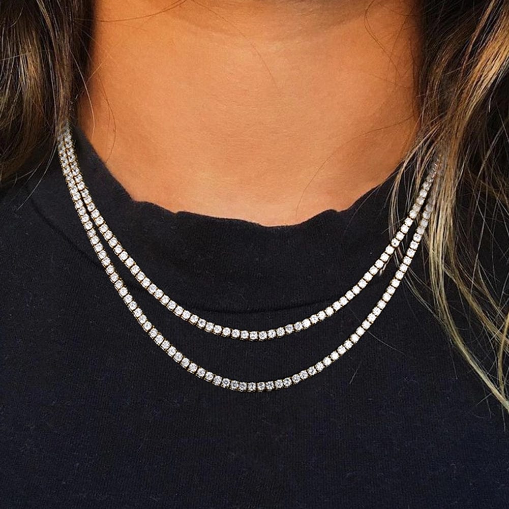 Wholesale 5mm Tennis Chain With Diamond CZ Plated White Gold