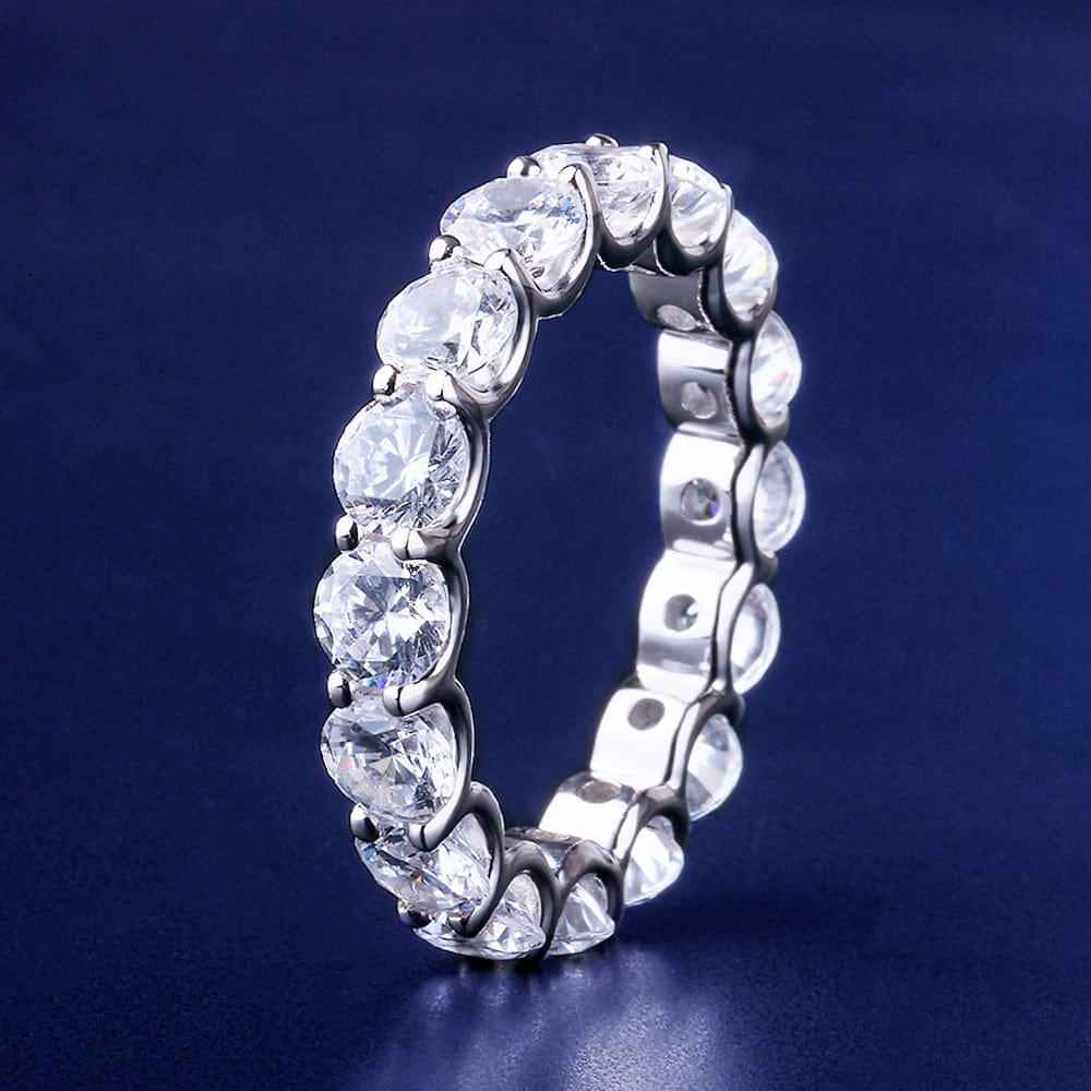 Hip Hop Rings Wholesale Tennis Ring Iced Out Single-Row CZ White Gold