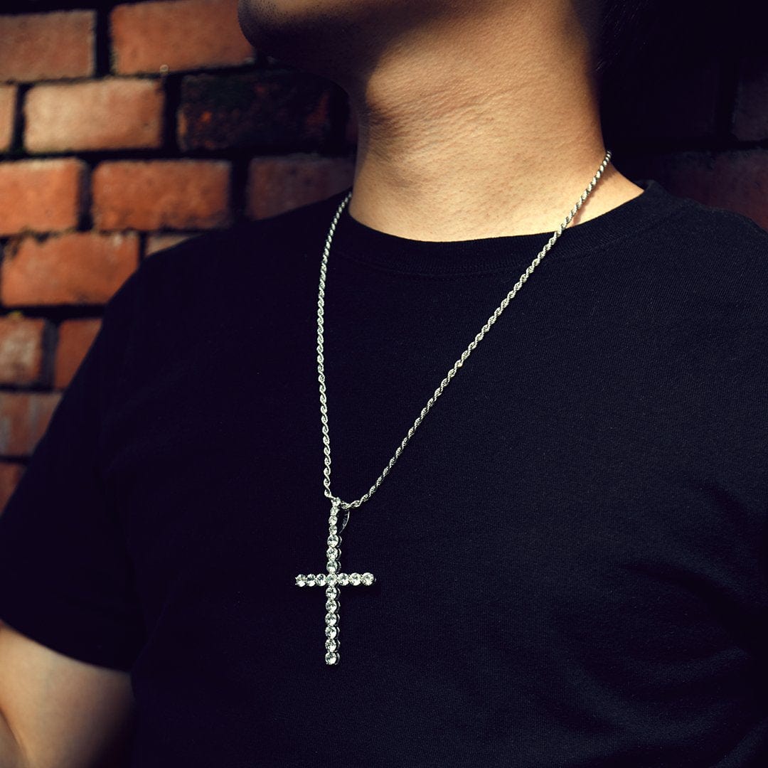 Wholesale Hip Hip Custom Pendants Big Jesus Cross Necklace Pendant Iced Out CZ Stone White Gold