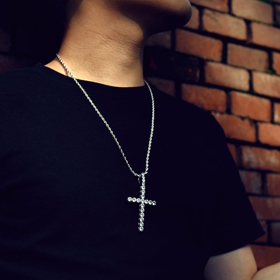 Wholesale Hip Hip Custom Pendants Big Jesus Cross Necklace Pendant Iced Out CZ Stone White Gold