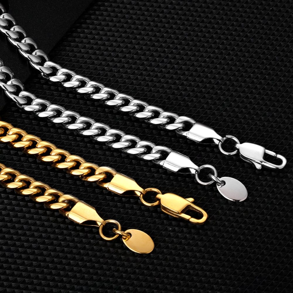 Wholesale Hip Hop Necklaces 4mm Miami Cuban Link Chain In Stainless Steel Plated Gold For Amazon Wish