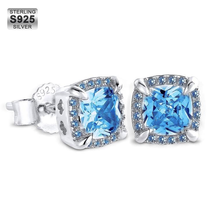 Wholesale 925 Sterling Silver Stud Earrings Iced Square Princess Cut Diamond CZ Stud Men's Earrings