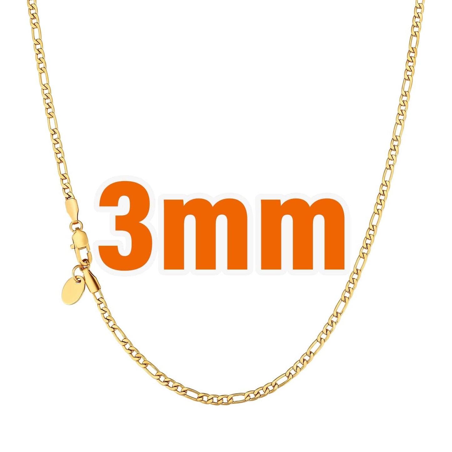 Wholesale Figaro chain Hip Hop Gold Chains 3mm-5mm PVD Stainless Steel for Women