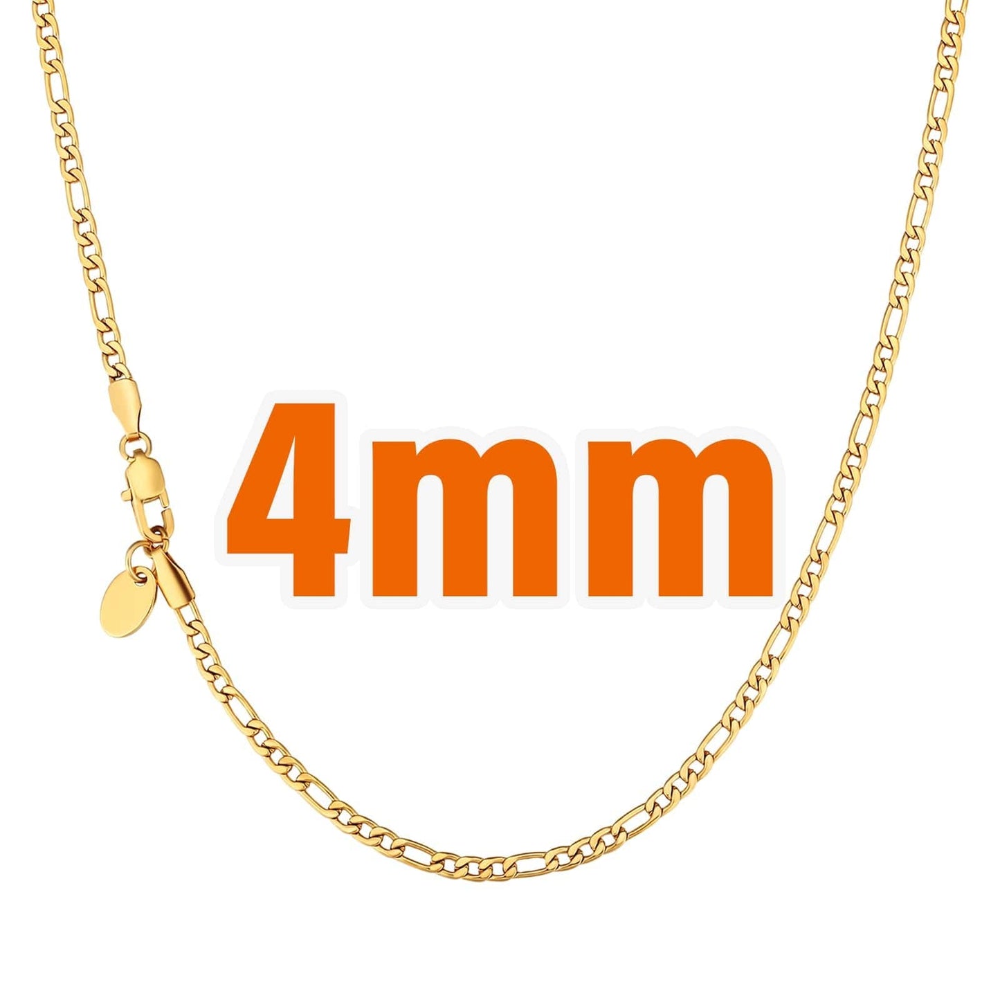 Wholesale Figaro chain Hip Hop Gold Chains 3mm-5mm PVD Stainless Steel for Women